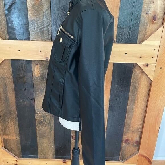 𝅺NEW New Look Faux leather Moto style jacket sz S - Picture 6 of 7